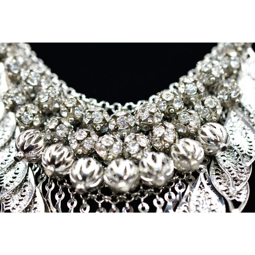 Statement Necklace Collar Sparkling Rhinestone Cr… - image 3